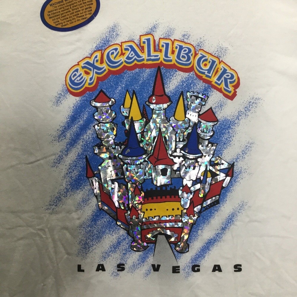 Excalibur Murina Tag Single Stitch Mens XL Las Vegas Foil Castle Vintage NEW NWT